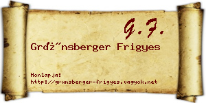 Grünsberger Frigyes névjegykártya
